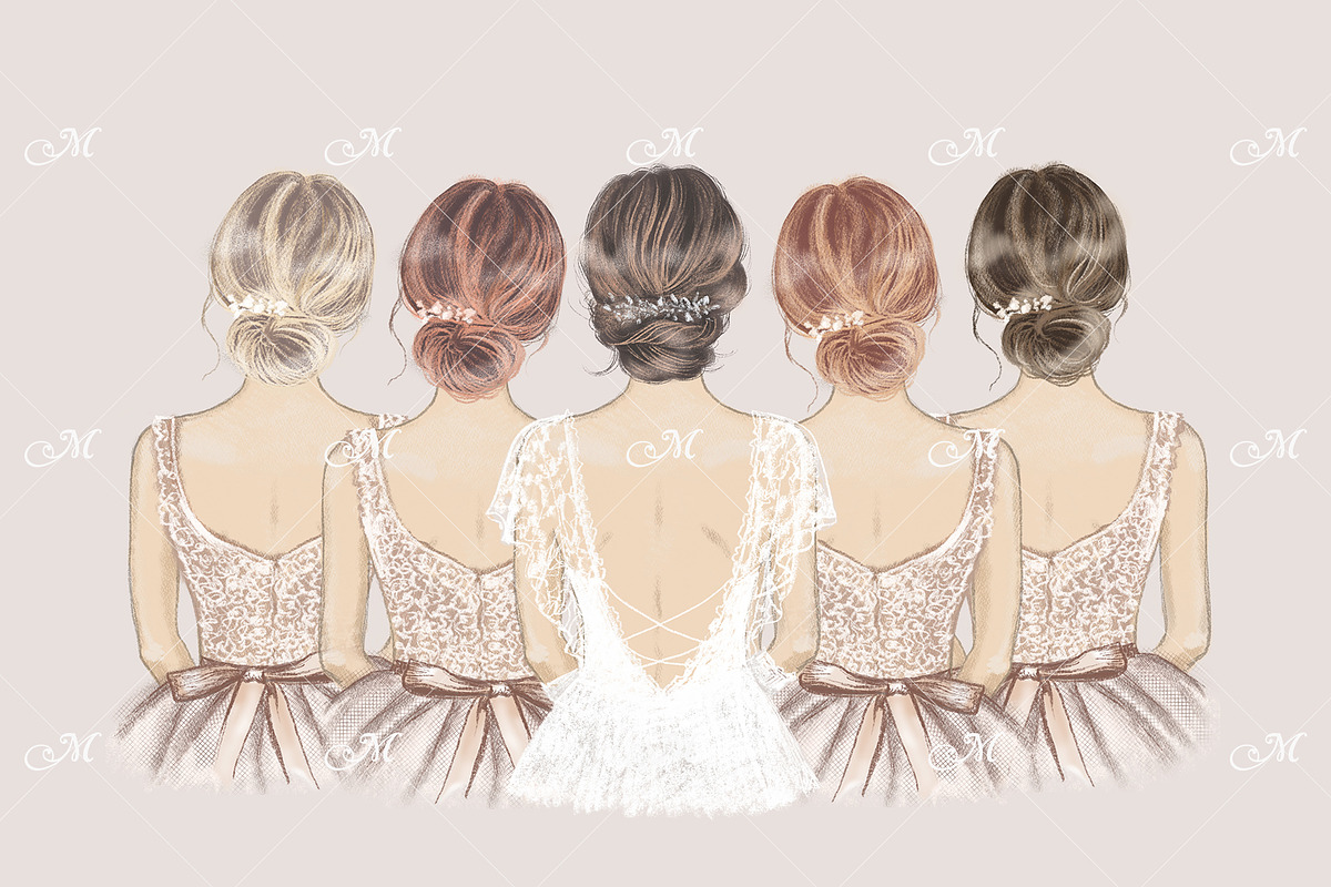 Bride with Bridesmaids Illustration, a Person Illustration by Maddy's Art & Mockups (Photo 3 of 3)