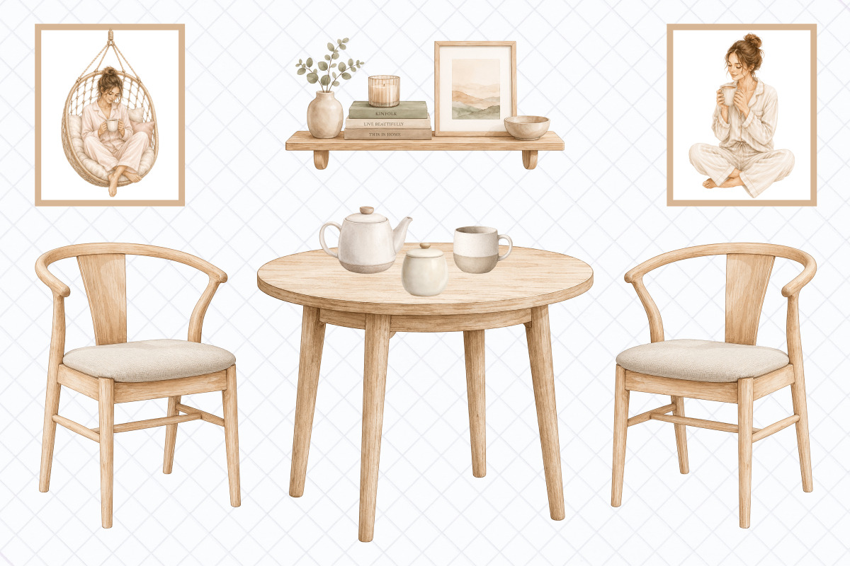 Cozy Home Clipart: 50 PNG Set, a Decorative Illustration by Whimsy Brush Studio (Photo 5 of 7)