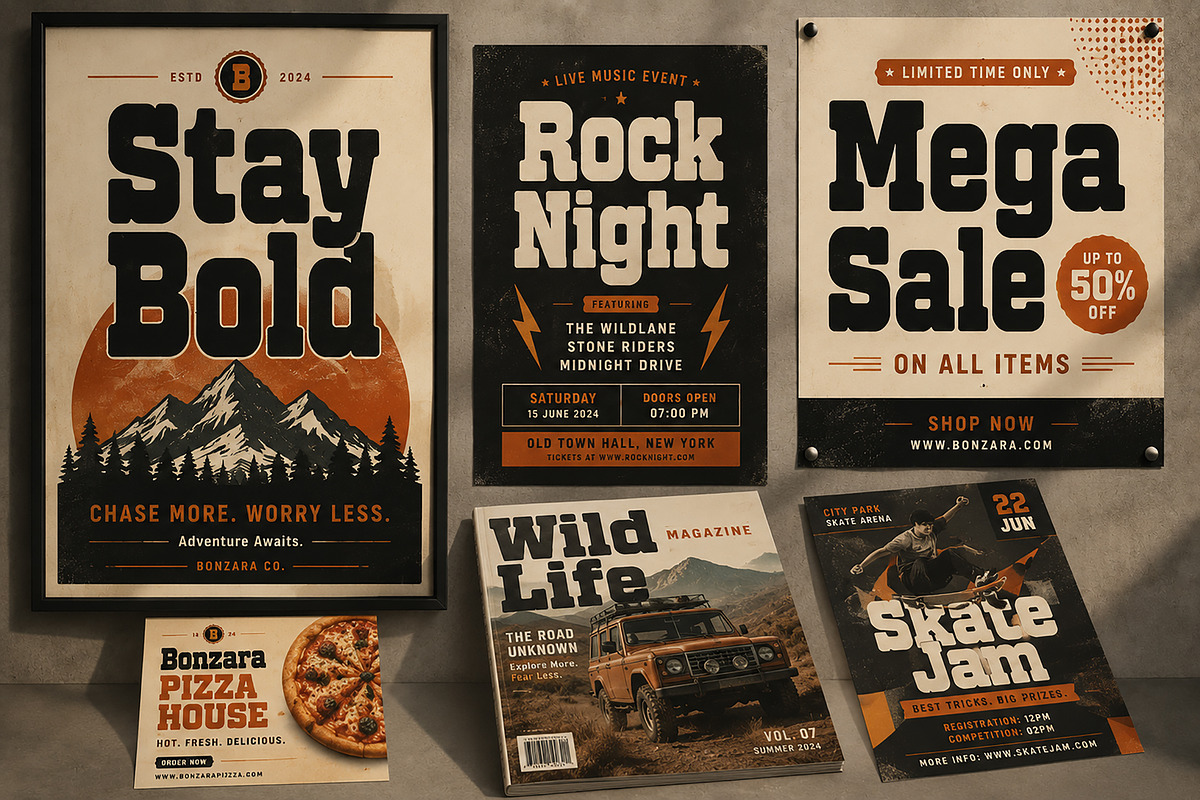 Bonzara – Bold Retro Display Font, a Slab Serif Font by Wow Magic (Photo 2 of 4)