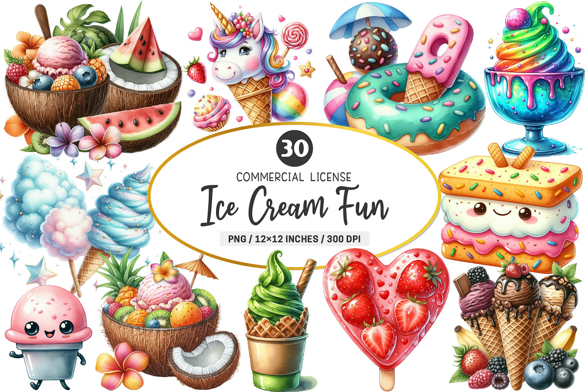 Ice Cream Fun Collection, an Illustration by SinaCreation (Photo 1 of 5)