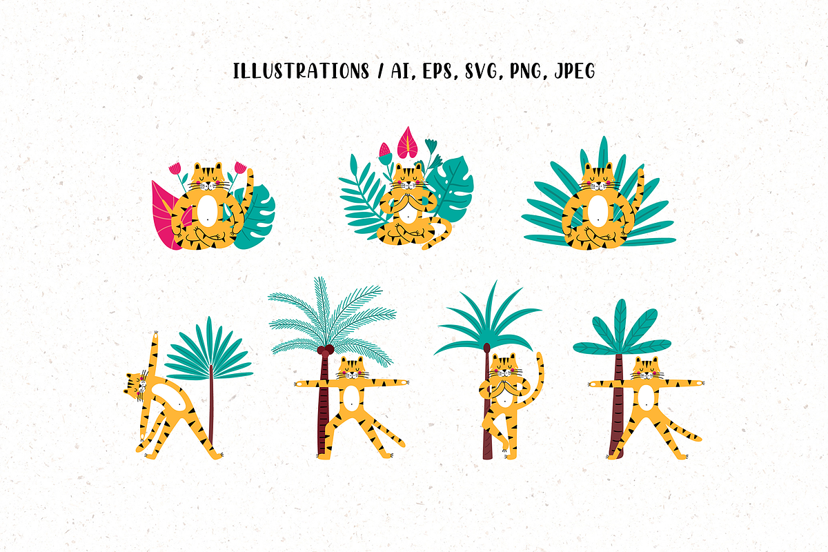 Tiger Yoga - Clipart and Patterns, an Animal Illustration by Nova Studio (Photo 4 of 17)