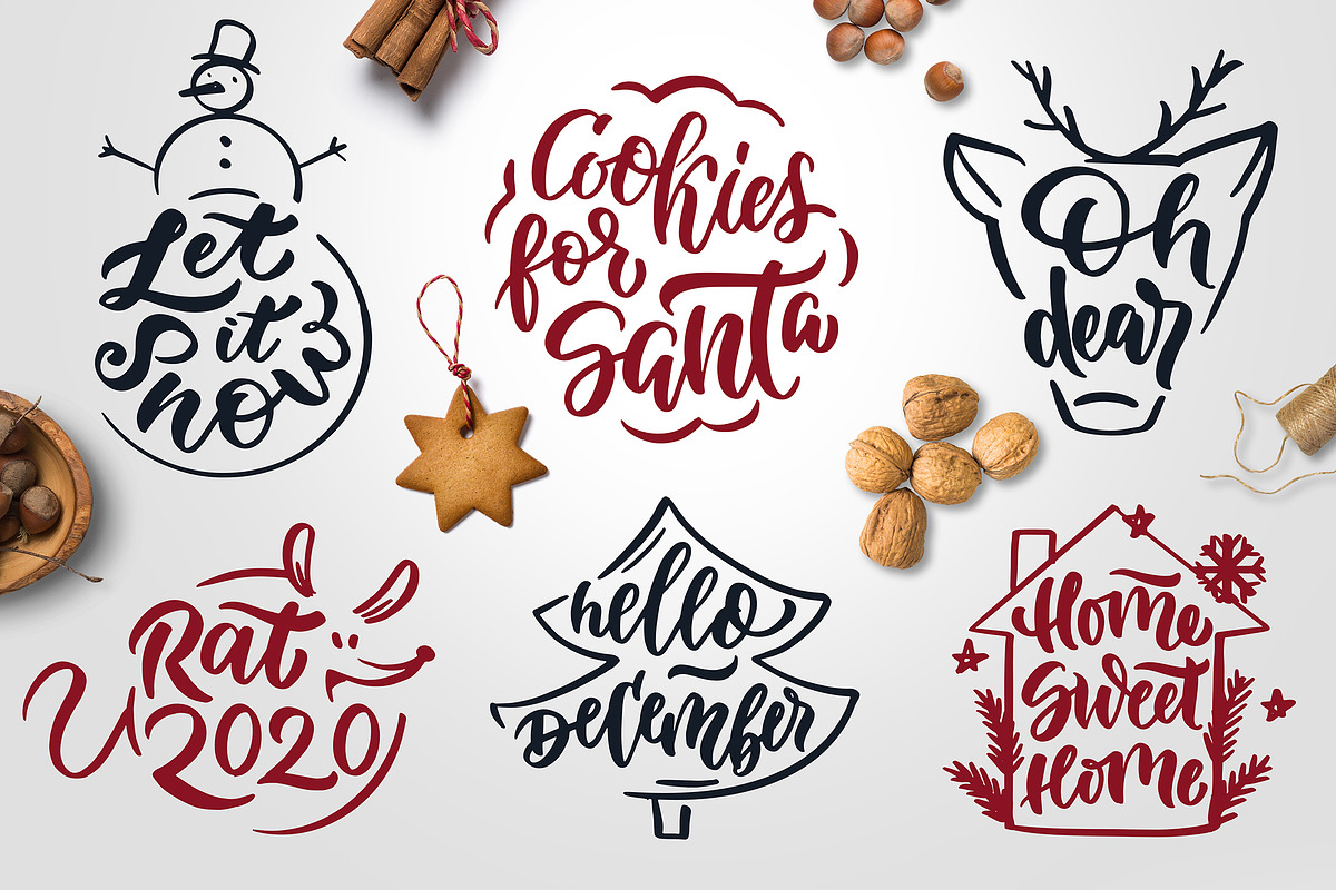 Christmas time lettering pack, a Decorative Illustration by Lettering_Logo (Photo 6 of 11)