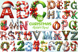 Holiday Typeface And Alphabet Clipar