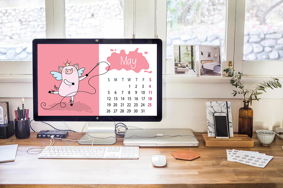 Calendar for Year 2019 with pigs, an Animal Illustration by naum_studio (Photo 4 of 4)