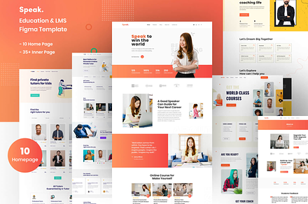 Speak-Education & LMS Figma Template, a Landing Page Template by Pixency