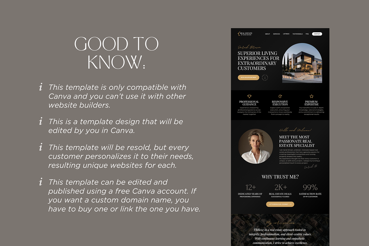 Real Estate Canva Website Template, a Landing Page Template by vectorocean