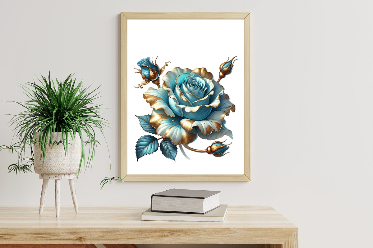 Baby Blue and Gold Glam Roses, an Illustration by Designworld (Photo 7 of 9)