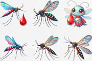 Watercolor Mosquitoes Clipart, an Illustration by Black Bird Studio (Thumbnail 2 of 6)