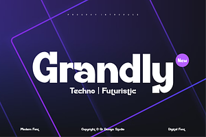 Grandly - Tech Futuristic Font, a Sans Serif Font by QR Design Studio