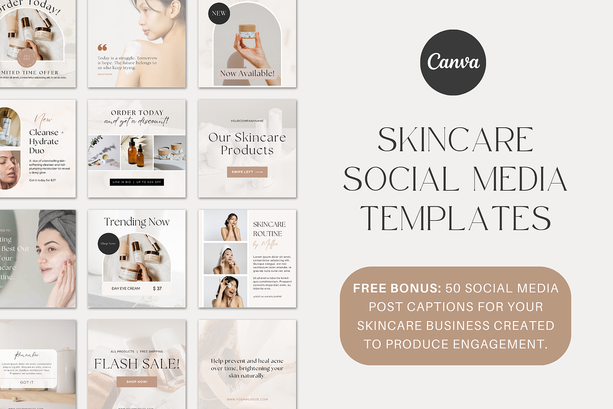 Skincare Social Media Templates, a Social Media Template by Gebers Marketing & Design (Photo 1 of 8)