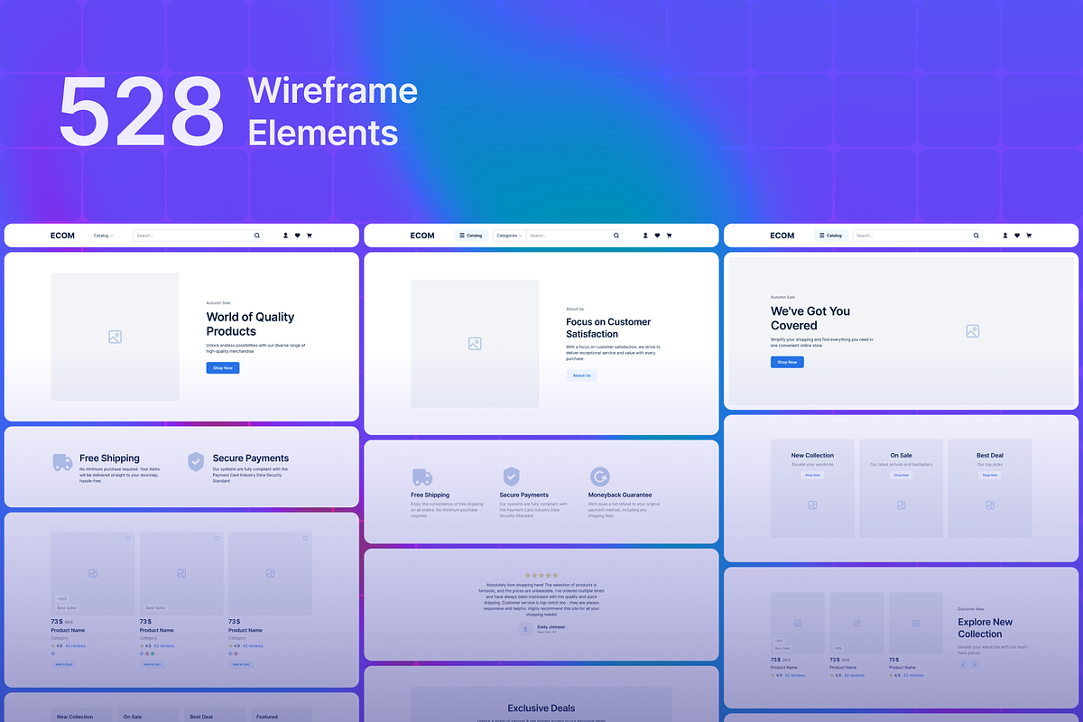 ECOM | Ecommerce Wireframe, a Wireframe Template by laaqiq (Photo 2 of 5)
