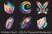 Rainbow Watercolor Feathers Clipart, an Illustration by RobertsArt (Thumbnail 7 of 7)
