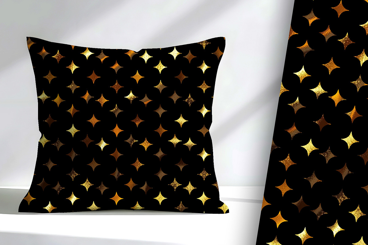 Gold Stars on Black Seamless Repeat, a Pattern Graphic by Sharon Schwalbe (Photo 3 of 5)