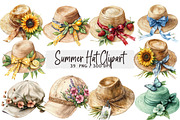 Watercolor Summer Hat Clipart, an Illustration by DreamArtGraphic (Thumbnail 1 of 4)