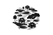 Lotus Pond Silhouette SVG Bundle, an Illustration by yasushie (Thumbnail 14 of 31)