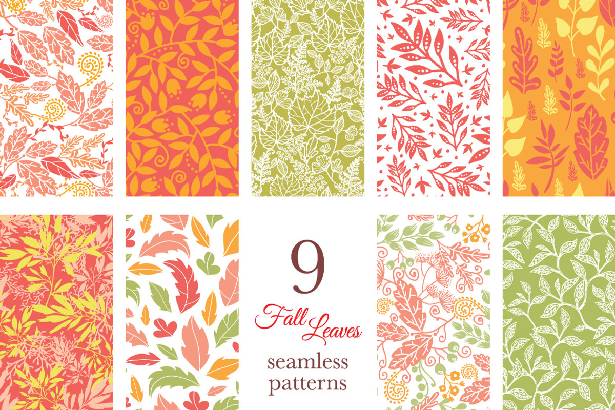 9 Elegant Fall Patterns Autumn, a Pattern Graphic by Oksancia's Surface Design (Photo 1 of 2)