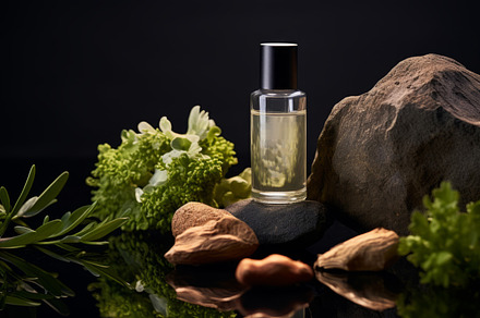 Cosmetic bottle mockup on natural green outdoors botanical backg, an Abstract Photo by Natalia Klenova's Shop