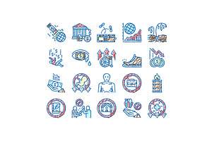 Poverty Destitution set Icons hand, an Object Illustration by pikepicture