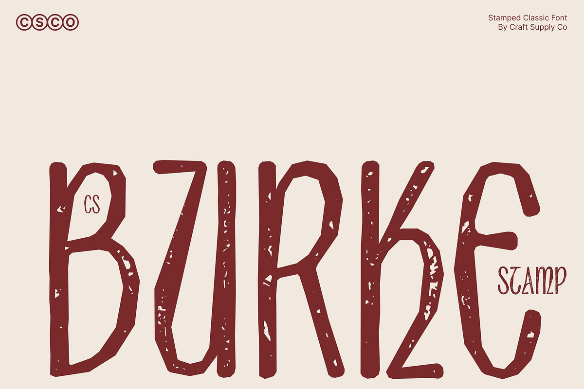 CS Burke Stamp, a Sans Serif Font by Craft Supply Co. (Photo 1 of 8)