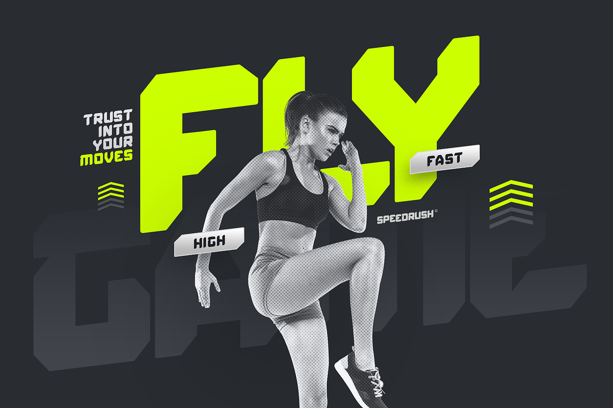 Speed Rush - Race Display Font, a Font by Pixesia Studio (Photo 5 of 13)