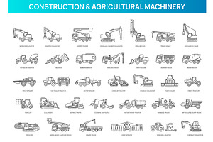 Construction machinery outline icons