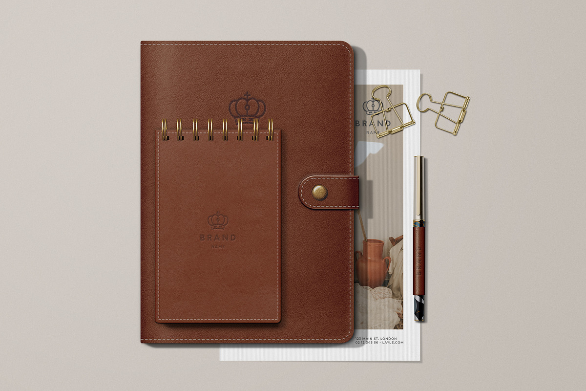 Leather Stationery Mockup Bundle, a Pens & Pencil Mockup by Catkie - Digital Art (Photo 8 of 29)