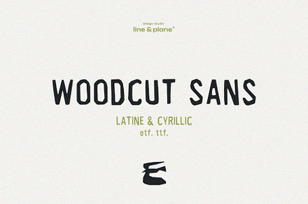 Woodcut Sans - Latine & Cyrillic, a Handwritten Font by line & plane