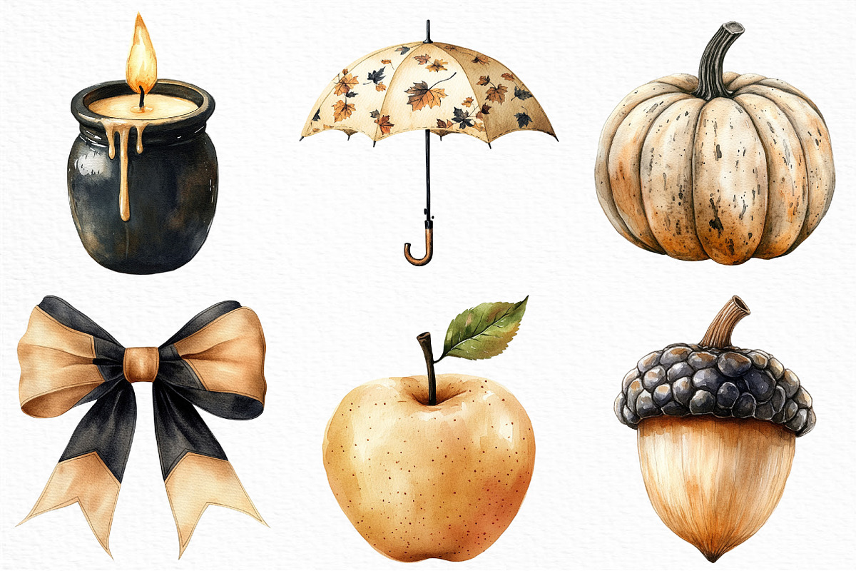 Beige & Black Autumn Watercolor PNG, an Illustration by Craft Nest (Photo 4 of 6)
