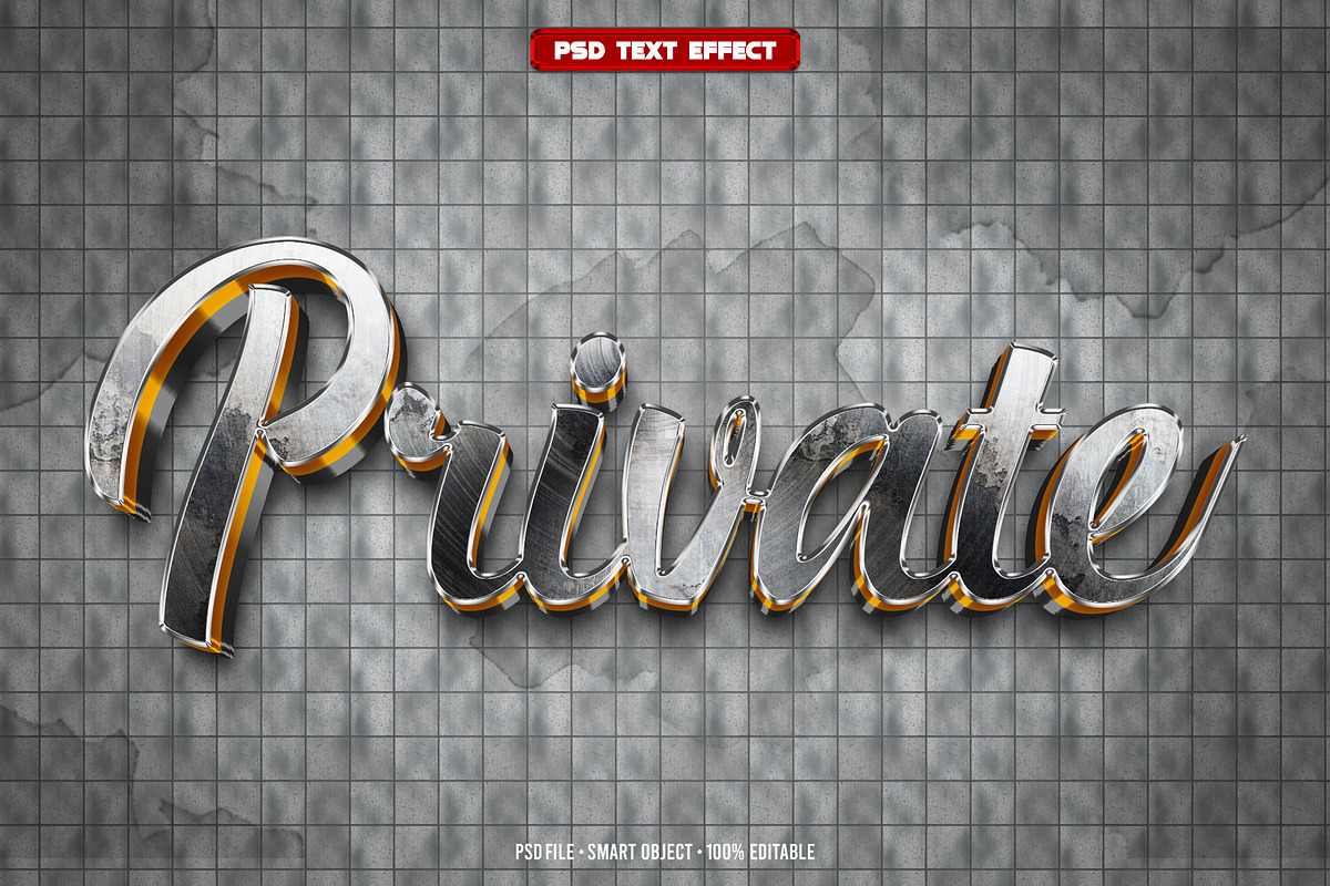 Private 3D editable text effect, a Layer Style Add-On by Hello Muh (Photo 1 of 2)