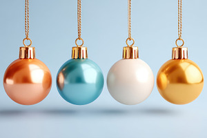 Colorful Christmas ornaments hanging decoratively, a Holiday Photo by AlyaAnd