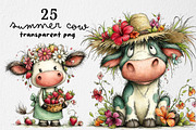 Whimsical Summer Cow Clipart, an Illustration by Dream Creation (Thumbnail 1 of 7)
