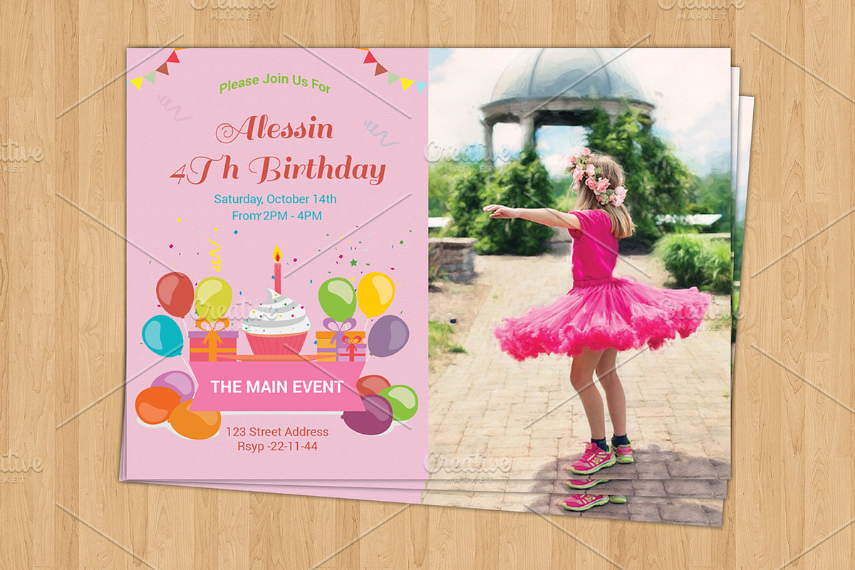 Birthday Invitation Card-V262, a Flyer Template by Template Shop (Photo 2 of 2)