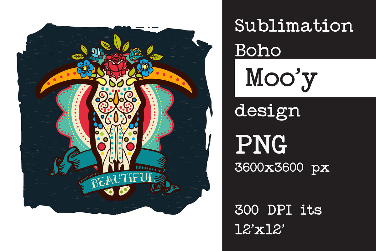 Sublimation design Bull | cow skull, an Object Graphic by KundolaArt (Photo 12 of 15)