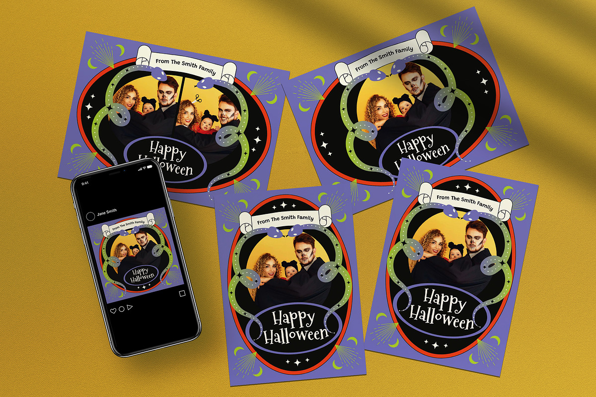 Modern Halloween Greeting Card, a Card Template by graphicook (Photo 1 of 4)
