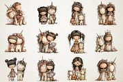 Cute Girl with Unicorn PNG Clipart, a Seasonal Illustration by RobertsArt (Thumbnail 3 of 7)