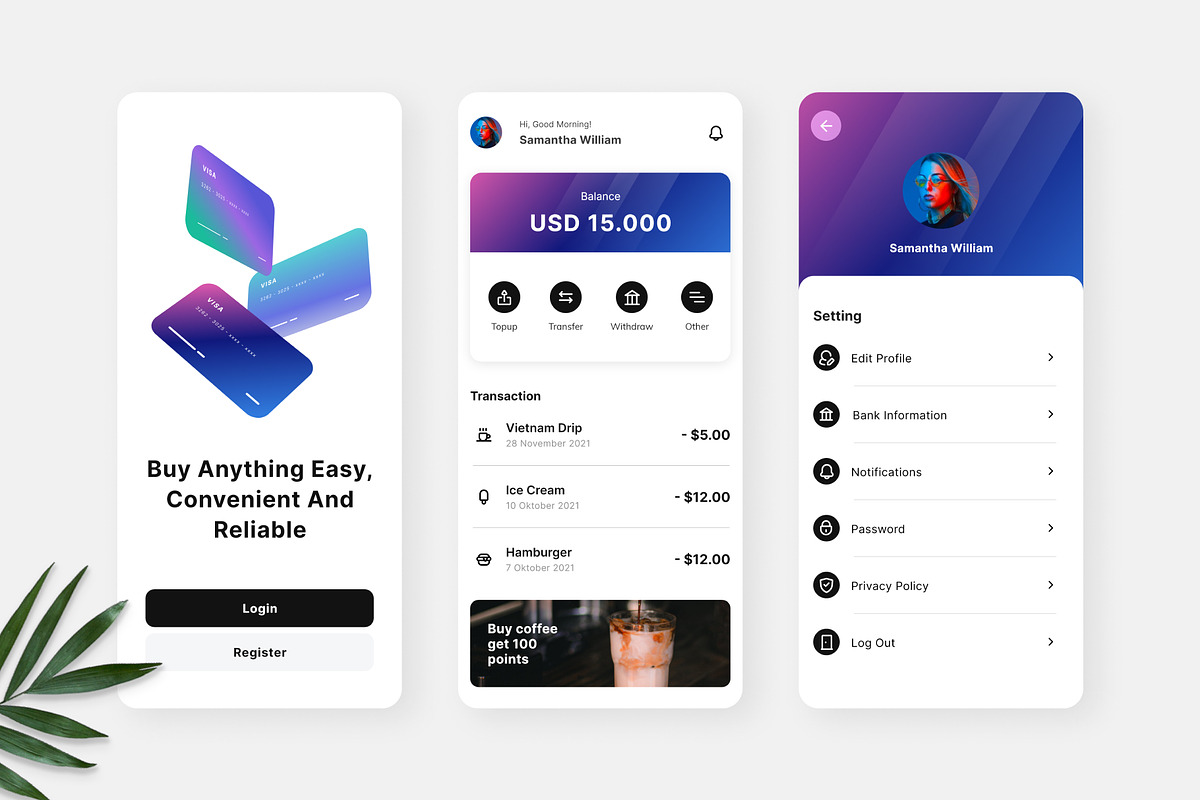 Hamyon - Mobile Banking App, an UI Kit Template by Panen Creative (Photo 2 of 3)