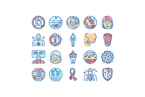 hiv aid health medical ribbon icons, an Object Illustration by pikepicture