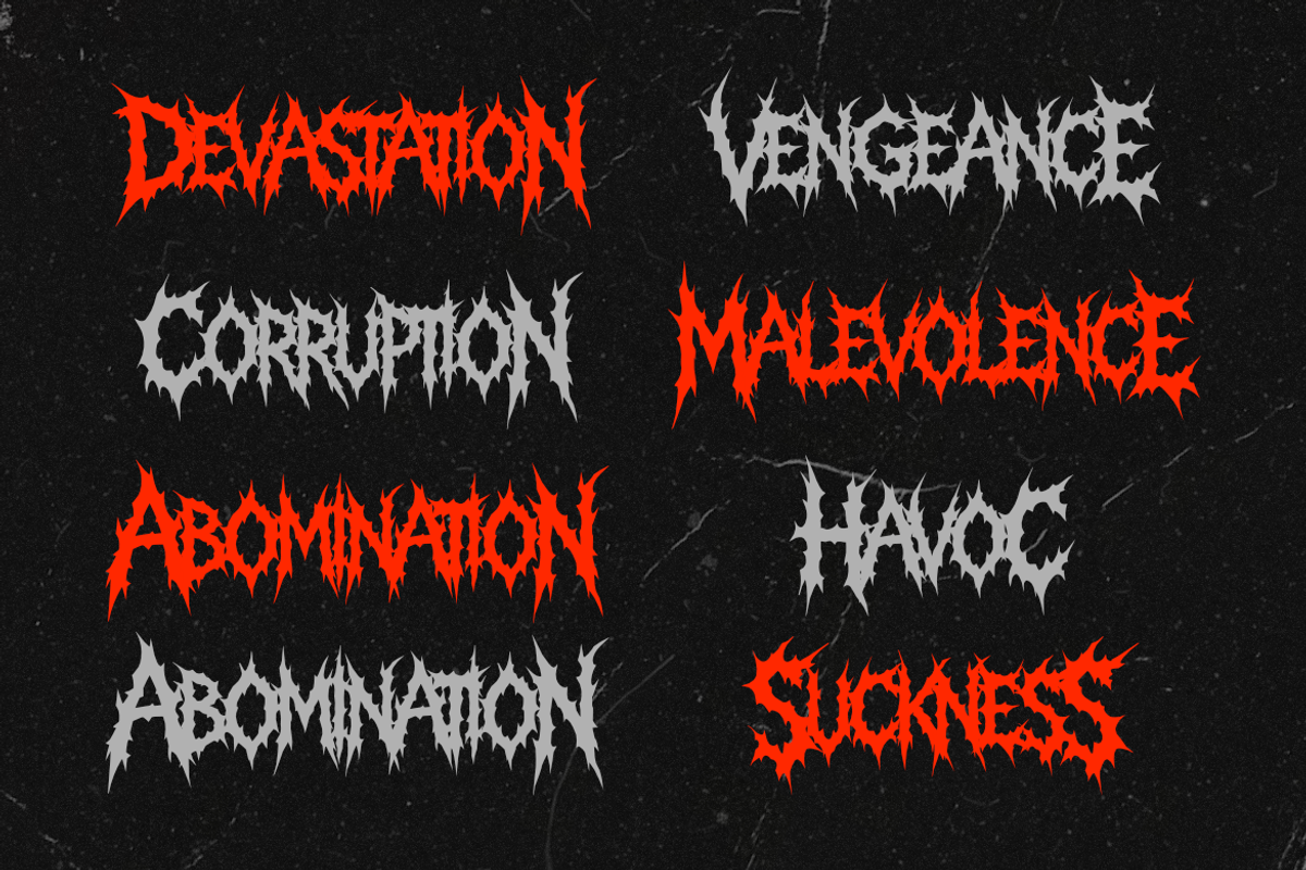 Ruination - Death Metal Font, a Symbol Font by Masyafi Studio (Photo 3 of 9)