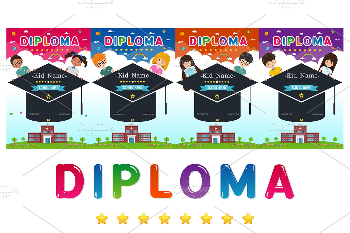 Certificate kids diploma, a Flyer Template by essense