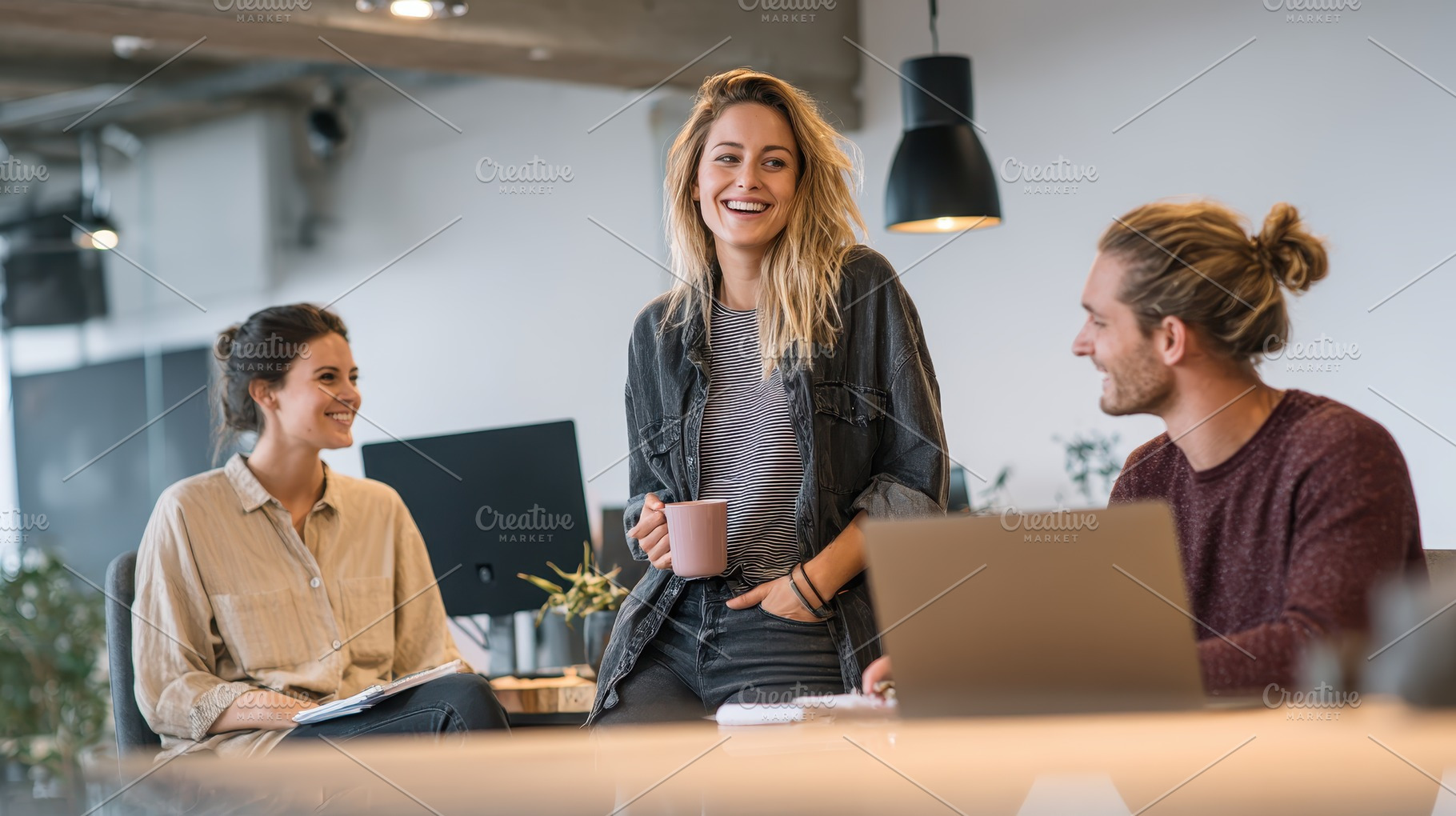 Happy Coworkers in Modern Office Spa, a Photo by Pixeness Studio
