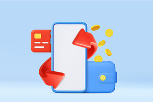 3d Digital wallet and smartphone, a Technology Illustration by ModVector