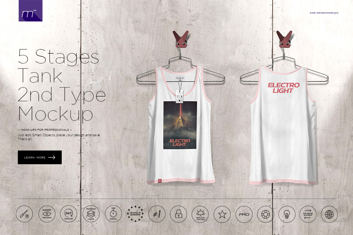 Tank 2nd Type On 5 Stages Mock-up, a Hoody Mockup by Mocca Mockups Store (Photo 69 of 69)