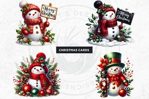 Rustic Christmas Snowman Clipart Set