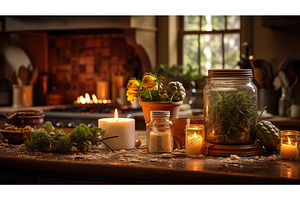 scent kitchen candle ai generated, a Nature Photo by pikepicture