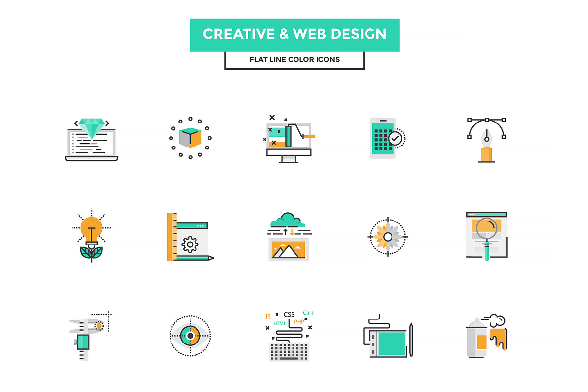 Set of modern Color Line Design icon, an Outline Icon by Creative Graphics (Photo 3 of 4)