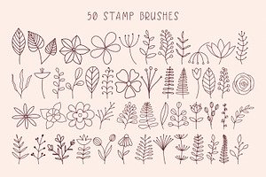 Floral Doodles Procreate Stamps