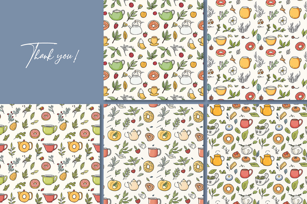Tea and sweet seamless patterns, a Pattern Graphic by AnastasiyaOleynik (Photo 7 of 7)