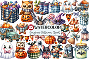 Watercolor Gingham Halloween Clipart, an Illustration by Rose Art (Thumbnail 1 of 7)
