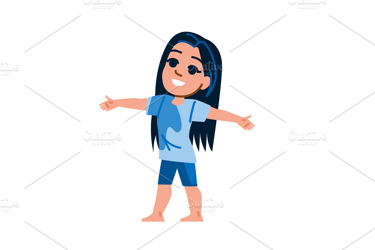 Happy girl embracing freedom with, a Person Illustration by pikepicture