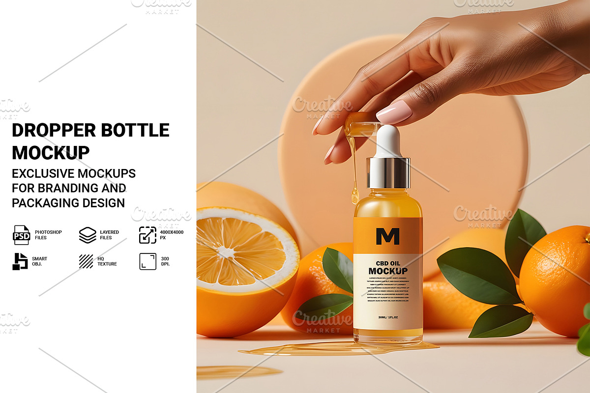 Dropper Bottle Mockup, a Mockup by AKASH-DESIGNS (Photo 1 of 2)